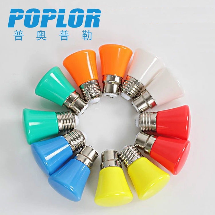 LED flat head color bulb plastic 3W LED color bulb PC white yellow red green blue