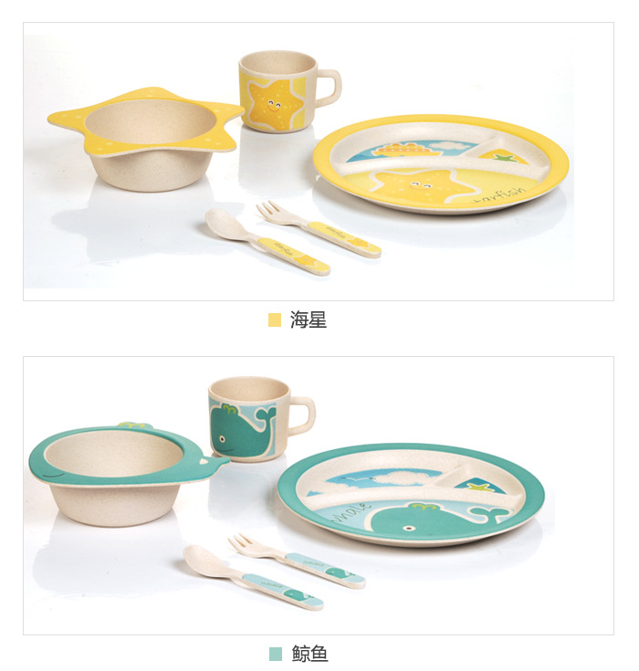 Yookidoo餐具儿童喂养动物竹纤维碗筷勺套装婴幼儿餐具厂家直销产品图