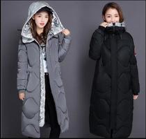 Thickened over the knee winter down jacket women's fashion medium long loose coat