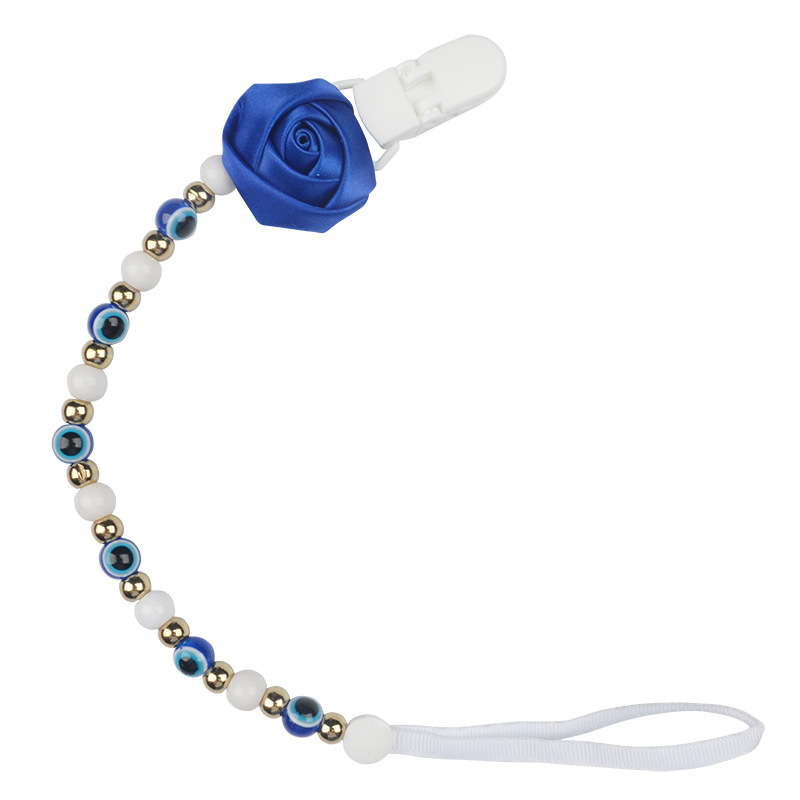 婴儿用品 奶嘴防掉链 土耳其款 花朵串珠 防掉绳产品图