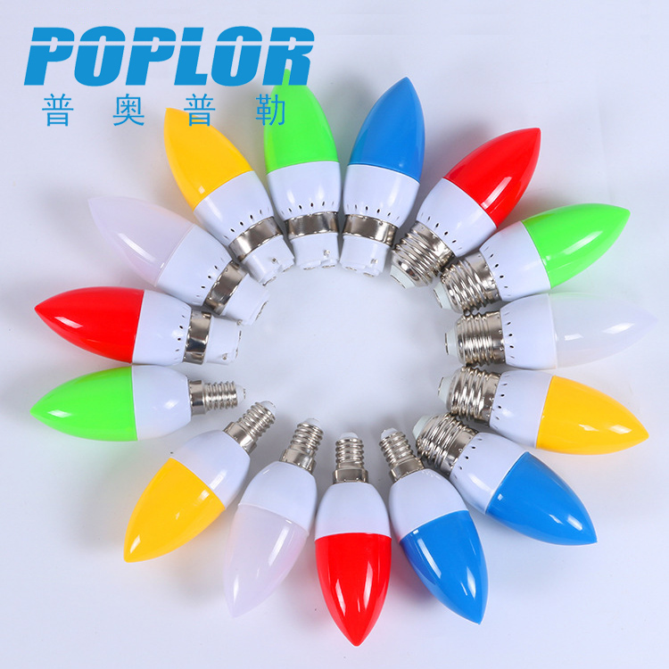 LED colored Candle Light Plastic 3W LED colored bulb PC White yellow Red Green Blue
