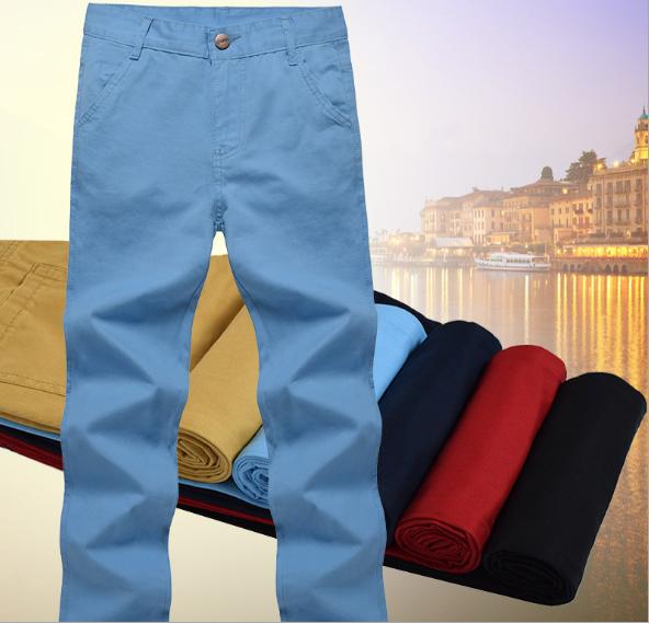 New casual pants men slim straight men's pants youth pure cotton