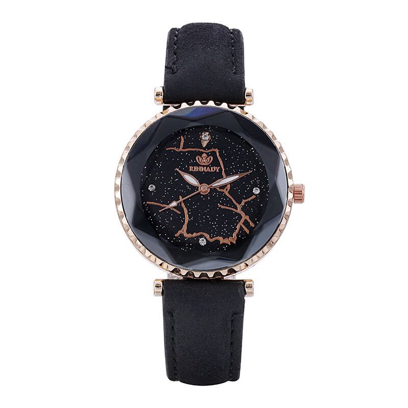 New fashionable and popular diamond-shaped glass dial starry sky matte strap ladies' watch student watch 5 details Picture