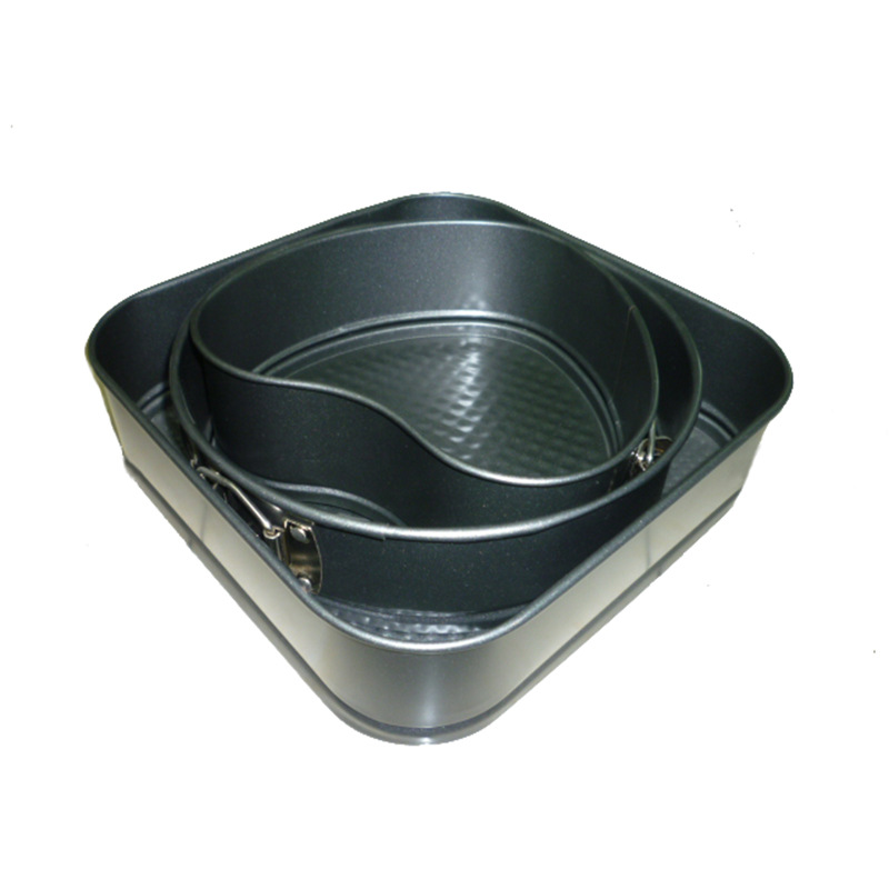 Factory direct sales of square and heart-shaped cake molds with buckles, three-piece set of stainless steel DIY cake baking molds Specification image