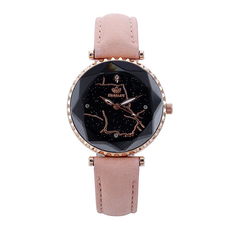 New fashionable and popular diamond-shaped glass dial starry sky matte strap ladies' watch student watch 5