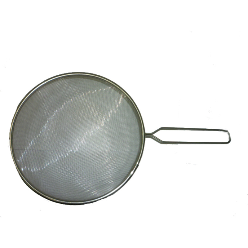 Factory direct sales: 18cm earless stainless steel empty handle oil strainer for bird's nest, soy milk and flour, oil strainer for oil scooping Specification image