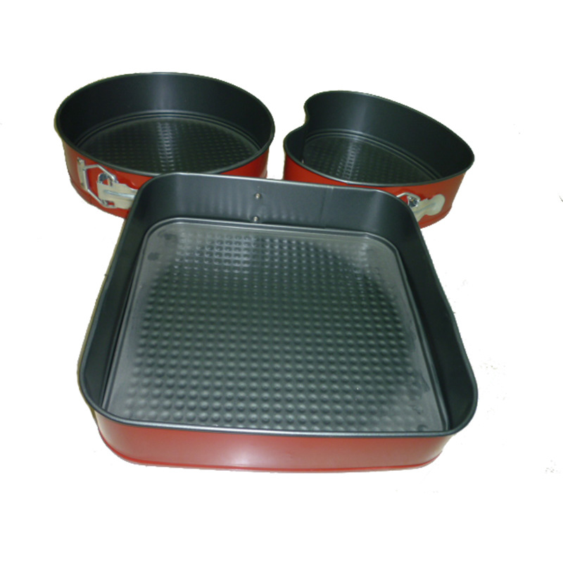 DIY baking cake mold set of three pieces with live base and buckle, square, round and heart-shaped cake molds, kitchenware details Picture