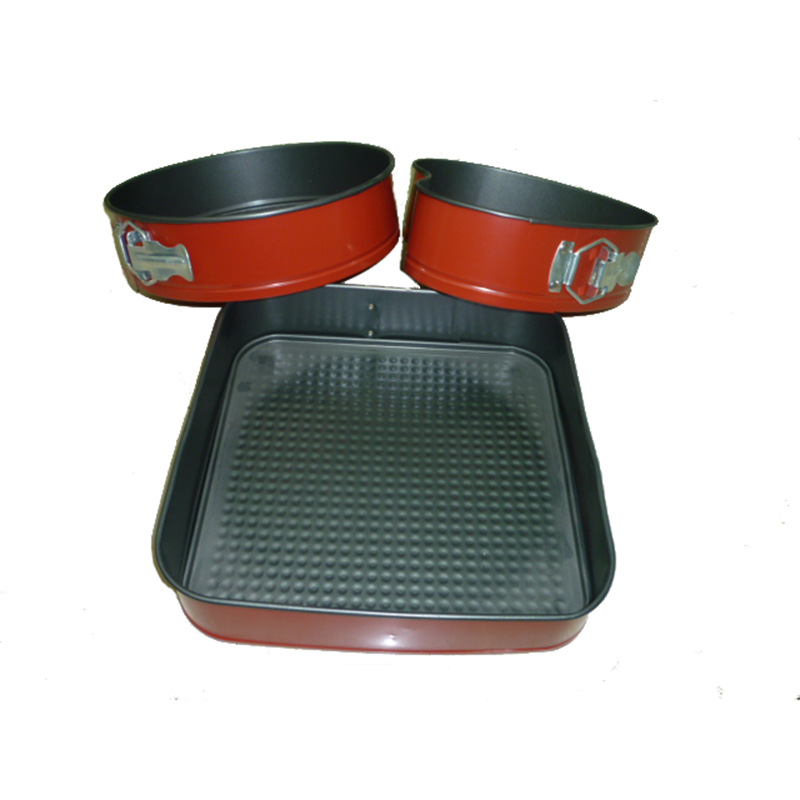 DIY baking cake mold set of three pieces with live base and buckle, square, round and heart-shaped cake molds, kitchenware Specification image