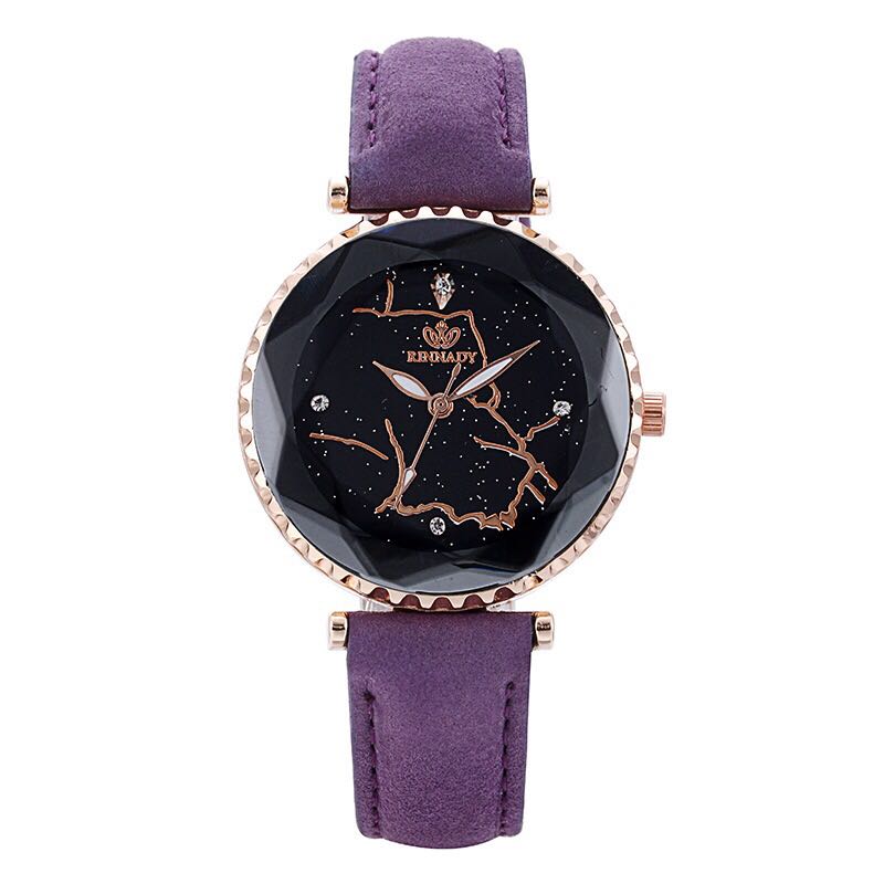New fashionable and popular diamond-shaped glass dial starry sky matte strap ladies' watch student watch 5 Specification image