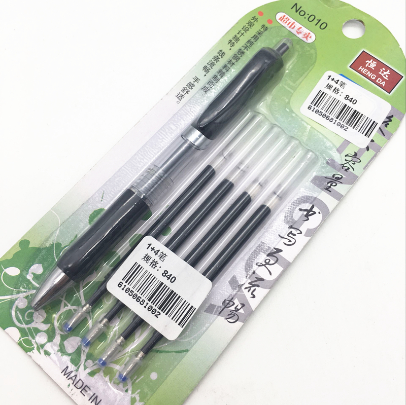 1+4 Bouncing Pen Set, student stationery, office supplies, signature Pen, Carbon Black pen Specification image
