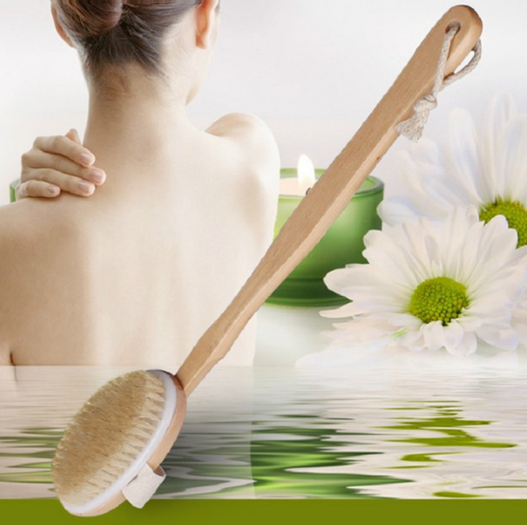 木质长柄猪鬃毛浴刷软毛洗澡刷子 搓背沐浴按摩神器木柄搓澡刷子