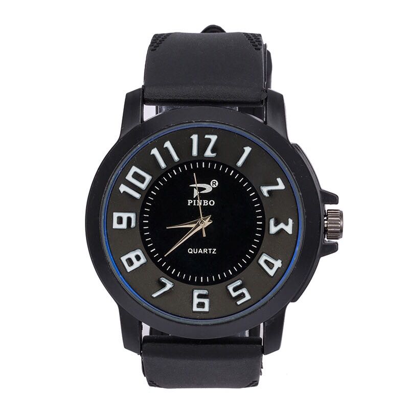 A bestseller in foreign trade, fashionable and popular men's watch with a large dial, three-dimensional digital silicone strap and student watch Specification image