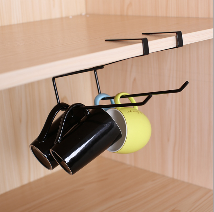 Black and White Master Nail-free kitchen cabinets, ironwork hangers, wardrobe hangers, kitchen creative storage double-row hooks Specification image
