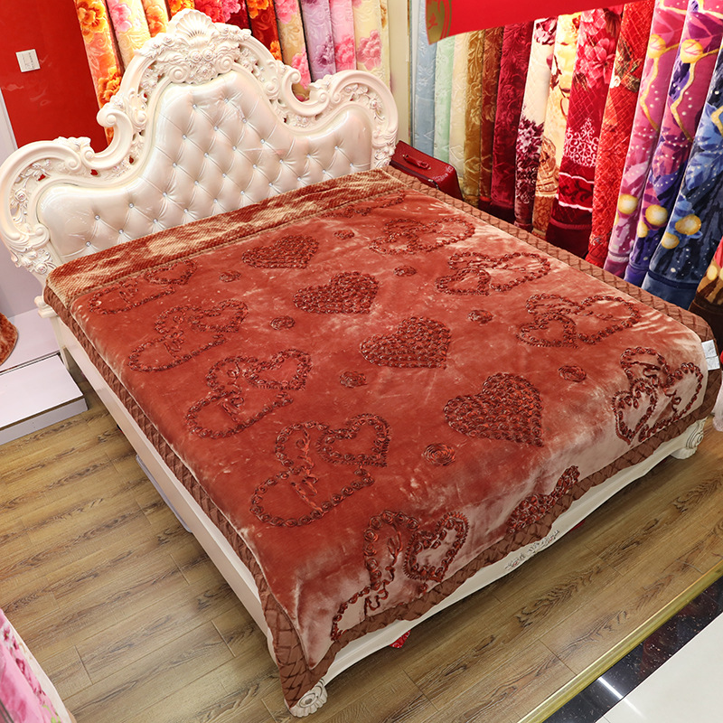 家丽百合6D新款绣花毛毯床上用品 厂家直销