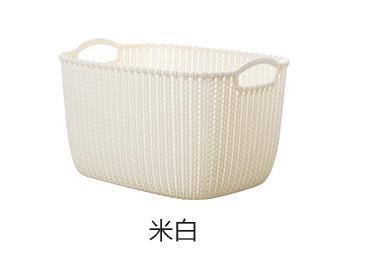 小号塑料仿藤编收纳筐无盖桌面杂物收纳盒浴室化妆品收纳篮置物篮细节图