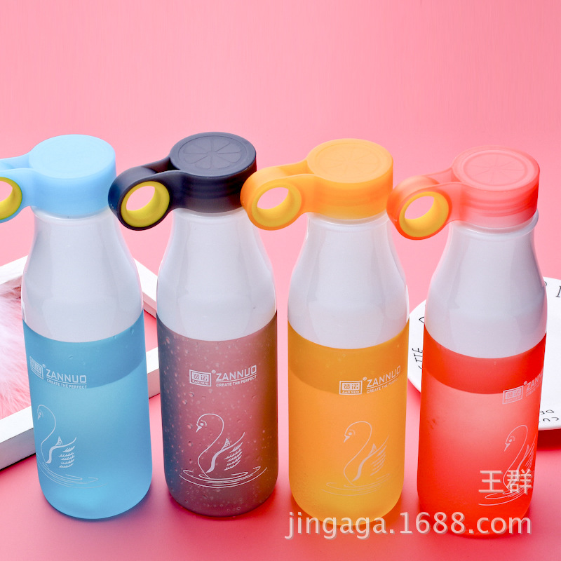 卡通炫彩随身杯 便携式运动水杯磨砂塑料杯子带滤芯 隔离网产品图