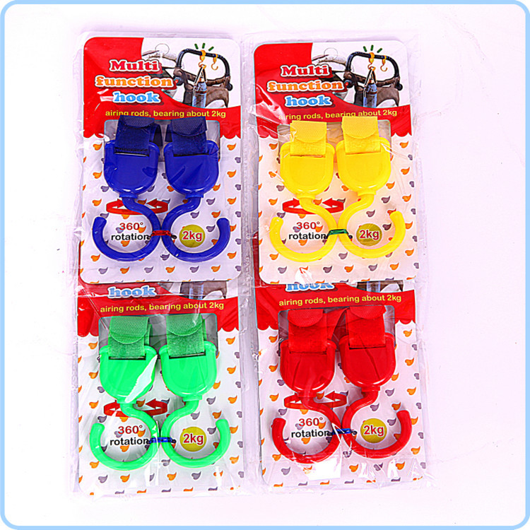 批发 多功能魔术贴挂钩 可360度旋转 婴儿车挂钩 2枚入 可印logo