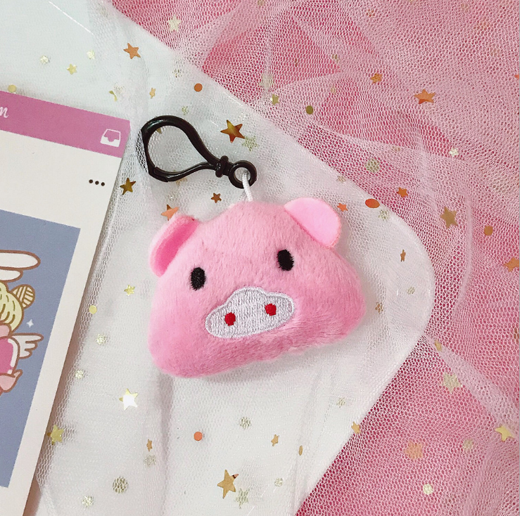 Korean cute and girlish pink piggy keychain, plush piggy bag pendant, piggy girl key chain details Picture