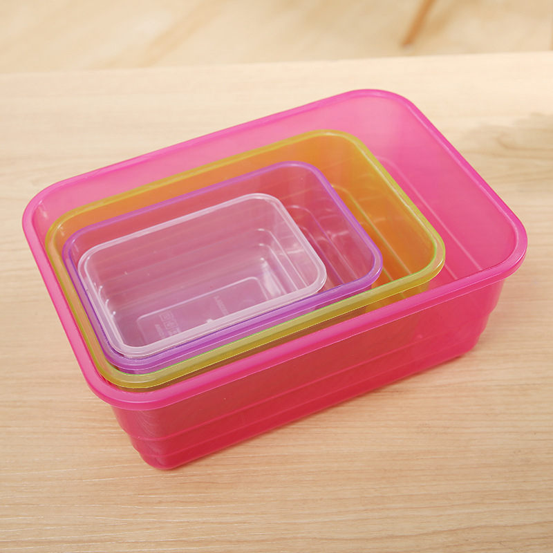 四件套长方形保鲜盒PP盒塑料包装盒透明食品密封盒打包饭盒可冷藏产品图