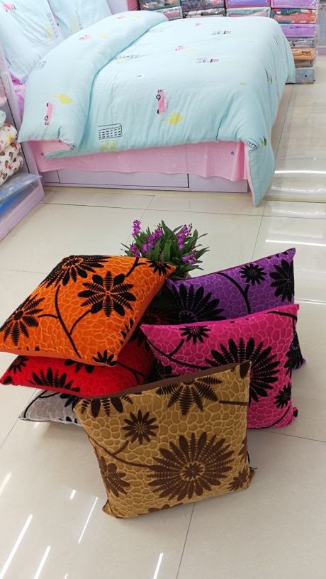 Velvet On Velvet Flocking Sunflower Africa Explosion Simple Version Sofa Car Pillow Cushion Cover details Picture