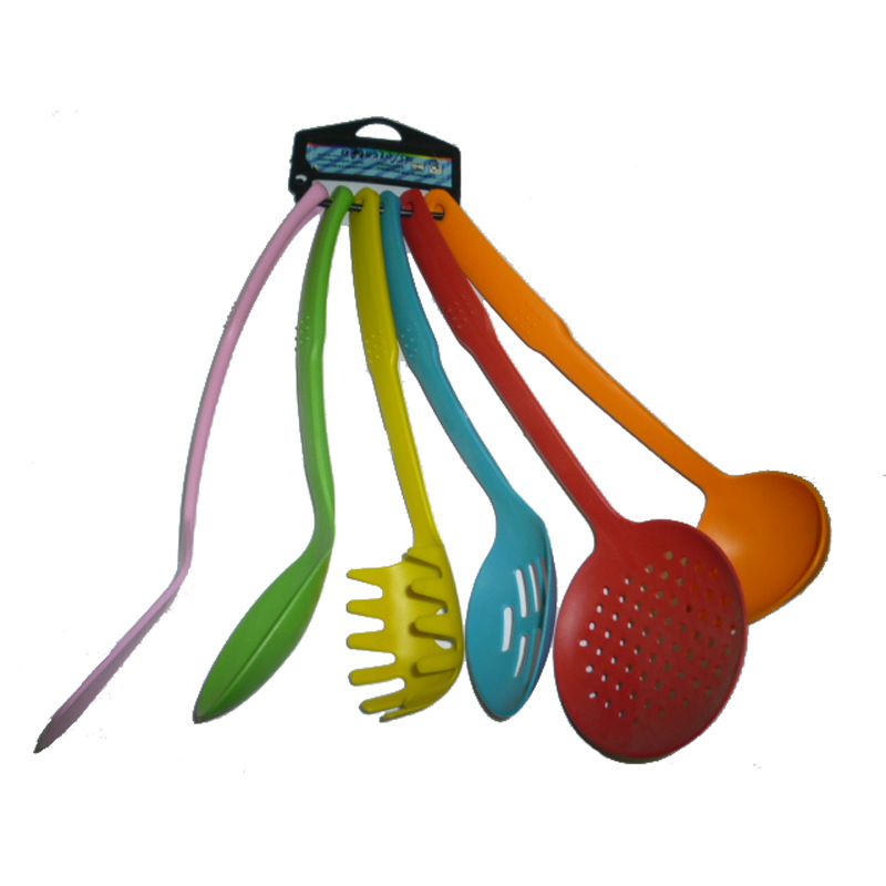 Non-stick cookware, nylon spatula, soup spoon, high-temperature resistant tight spoon, strainer, rice spoon, strainer, 6-piece nylon cookware set