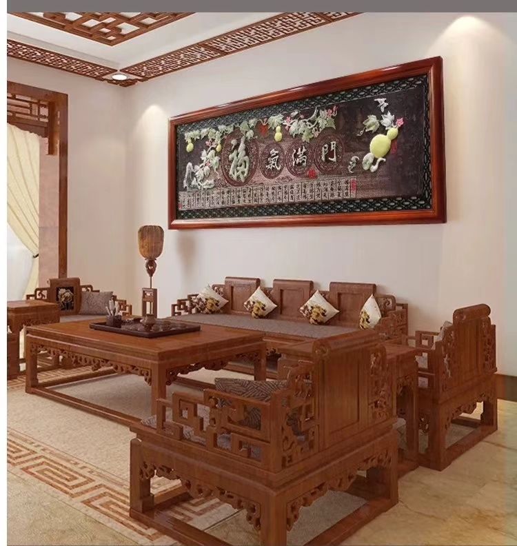80*220实木框 树脂仿玉画工艺礼品