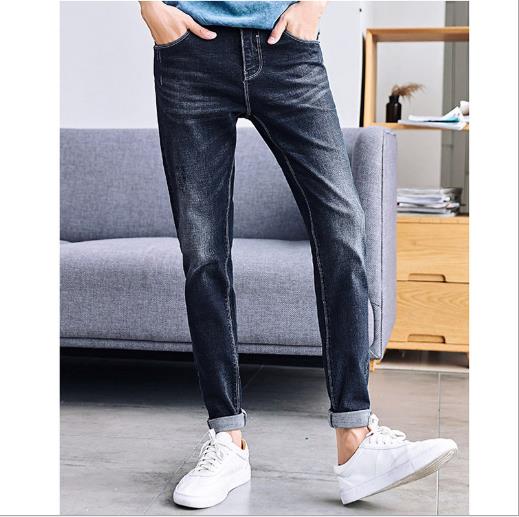 New summer thin men's stretch jeans teenager Korean slim jeans