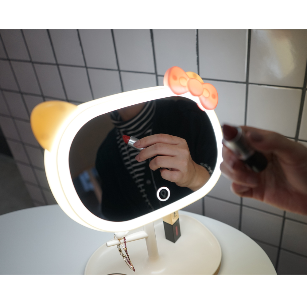 Makeup mirror with lampstand style princess mirror stand lamp, high-definition folding large round intelligent supplementary lighting beauty mirror Specification image