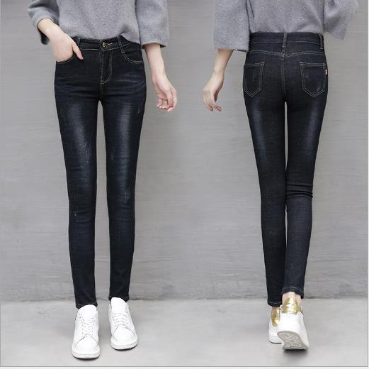 The new high-stretch jeans for women, black and dark blue long pants, and nine-inch skinny pants make you look slimmer Application Scenario