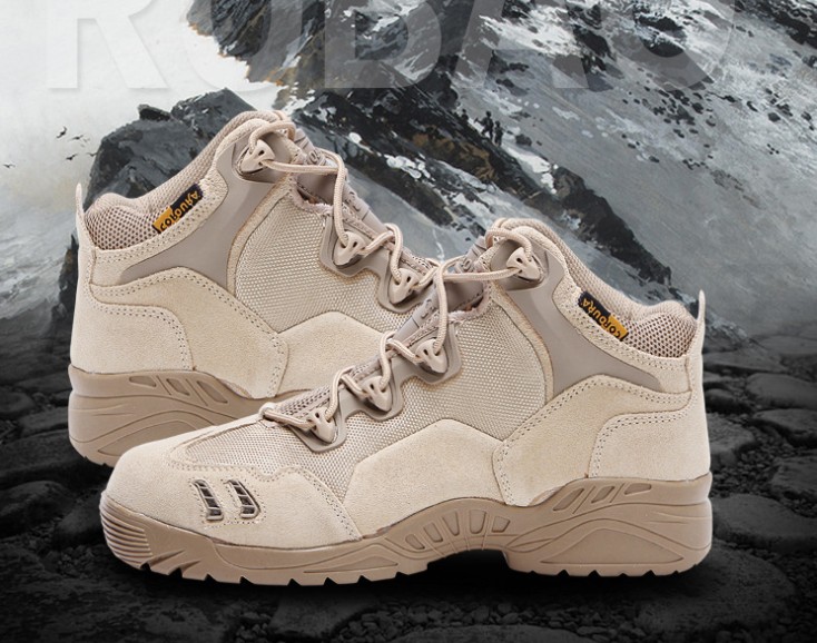 户外运动真皮作战靴 沙漠靴军靴男特种兵训练陆战靴军鞋细节图