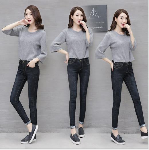 The new high-stretch jeans for women, black and dark blue long pants, and nine-inch skinny pants make you look slimmer