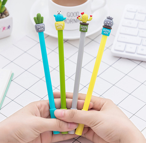 Wholesale of new Korean school stationery items - cute crystal cactus potted gel pens and student office signature pens full figure