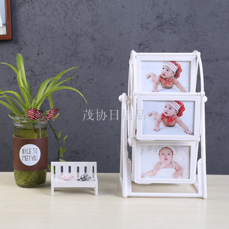 Children's Ferris wheel photo frame, rotating windmill plastic photo frame set, 5-inch wedding photo studio photo display table Application Scenario