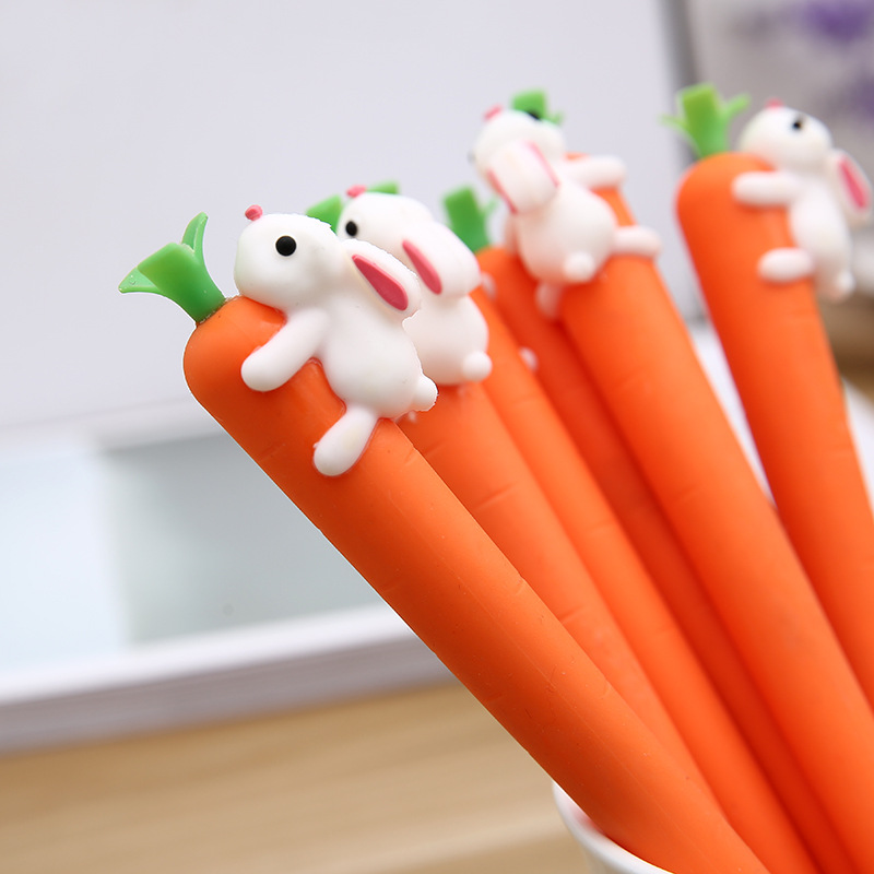 South Korea's new cute cartoon creative white rabbit love to eat carrots students neutral pen office signature pen wholesale