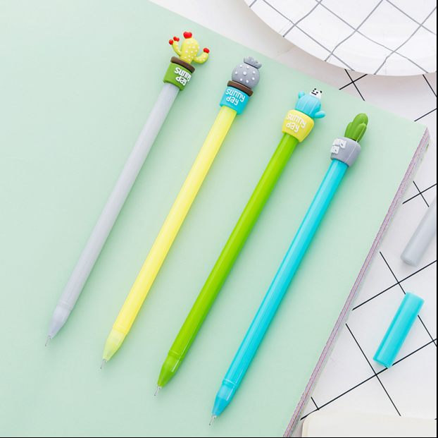 Wholesale of new Korean school stationery items - cute crystal cactus potted gel pens and student office signature pens Specification drawing