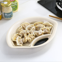 Kitchen items Plastic dumpling plate Japanese creative fan double drain dumpling plate with vinegar dish