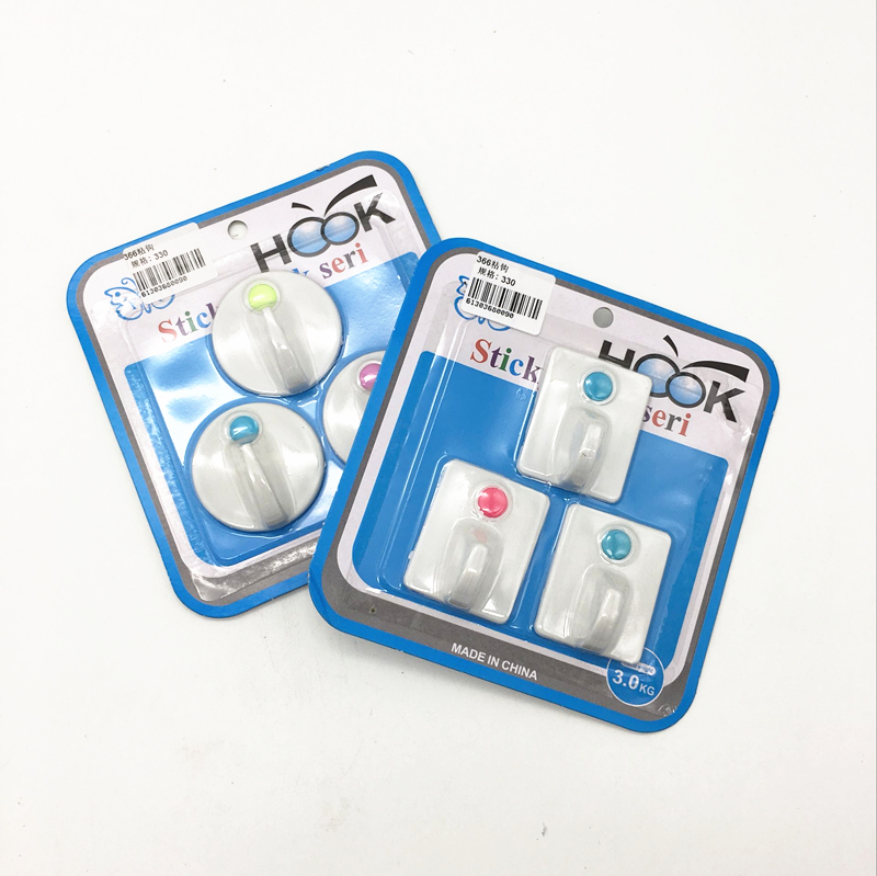 3个粘钩 简约白色粘钩挂钩衣钩 强力粘胶挂钩