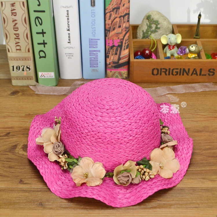 MZ3760 Ruffled garden flower children's straw hat summer sun hat outdoor hat suitable for 3-8 years of age