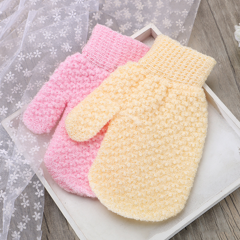 沐浴搓澡巾两用洗澡手套创意提花手套搓背去角质沐浴手套厂家直销