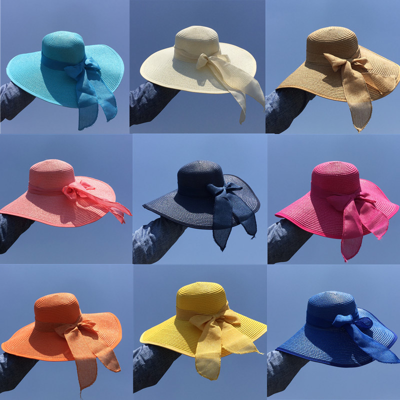 Beach sun hat collapsible beach hat women's large brimmed hat sun hat beach holiday tour sun hat