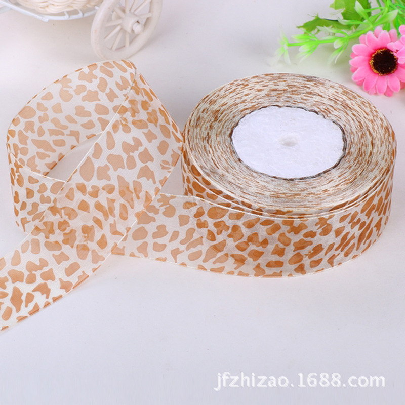 Leopard Print Chiffon Tape In Stock Color Print Chiffon Tape Diy Handmade Gift Wrap Tape details Picture