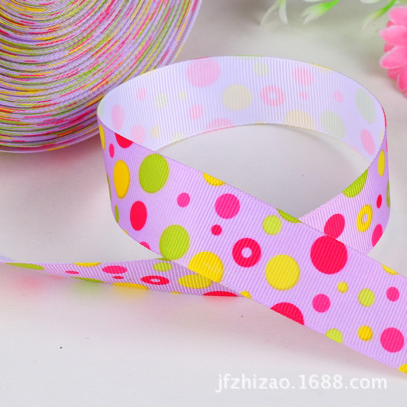 One Side Color Printing Dot Rib Printing With Clothing Accessories Gift Packaging Ribbon Printing Webbing Specification drawing