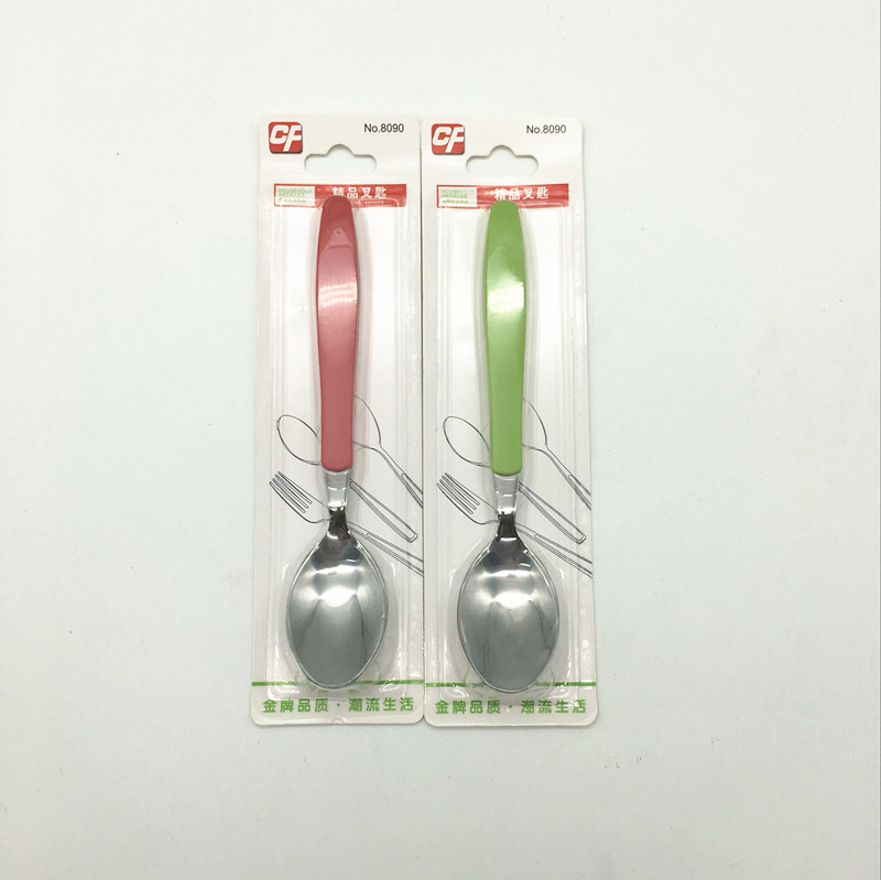 Stainless steel color handle spoon spoon soup spoon rice spoon large pointed spoon