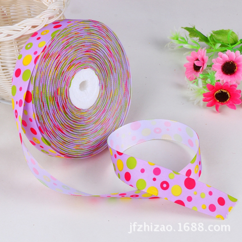 One Side Color Printing Dot Rib Printing With Clothing Accessories Gift Packaging Ribbon Printing Webbing details Picture