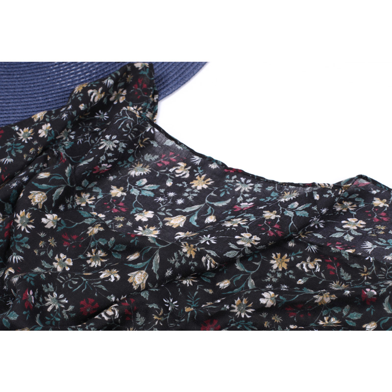 Kangying Fashion Black Small Floral Scarf For Women With Sunscreen Shawl Scarf Women Specification drawing