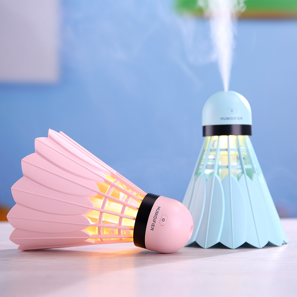 Badminton humidifier, mini home office desktop, creative usb humidifier, spray, silent night light details Picture