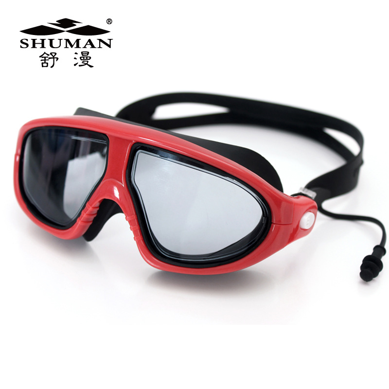 Suman goggles HD electroplated anti-fogging swimming glasses men and women large frame electroplated mirror anti-fogging earplugs integrated 311