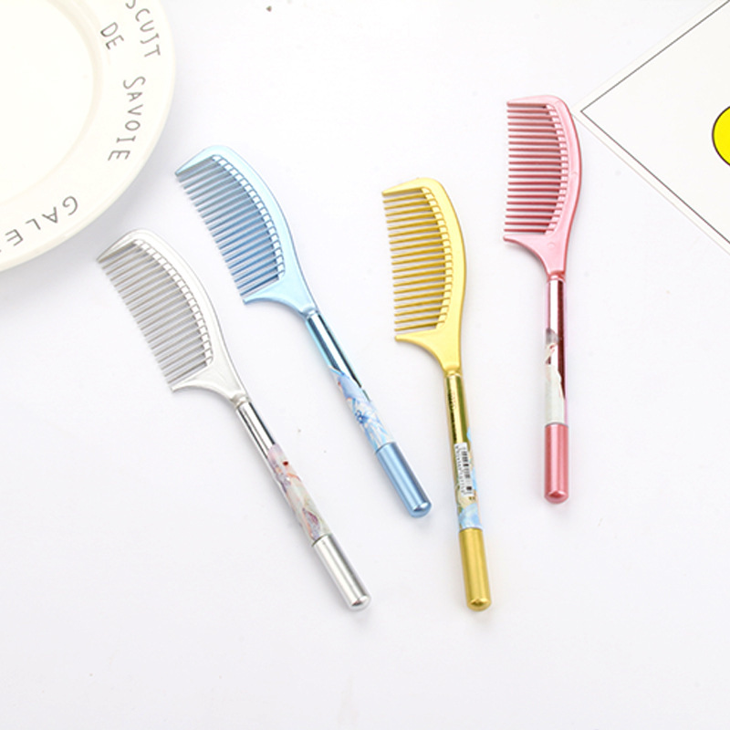 Cartoon creative metal comb shape neutral pen simple practical black pen student stationery thumbnail