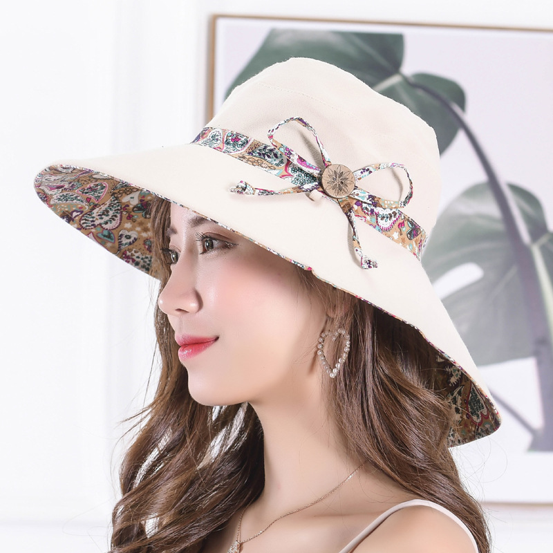 Fashion sun hat summer outing sun hat ladies cool hat bow folding summer versatile thumbnail