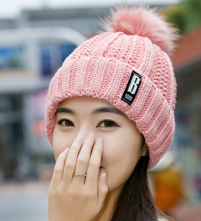 2016 Korean autumn and Winter fashion warm woolen hat Winter Hat for women B Standard style Cute mixed color winter women's hat details Picture